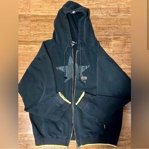 Vintage Y2K Black Star Zip-Up Hoodie